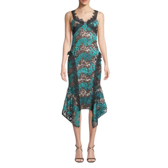 NWT Elliatt Quartz Dress Gown Peacock Black Teal Lace Brocade Embroidery Sm - Picture 3 of 16